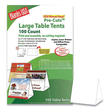 Blanks/USA® Table Tent, 80 Lb, 12 X 18, White, 2 Tents-sheet, 50 Sheets-pack freeshipping - TVN Wholesale